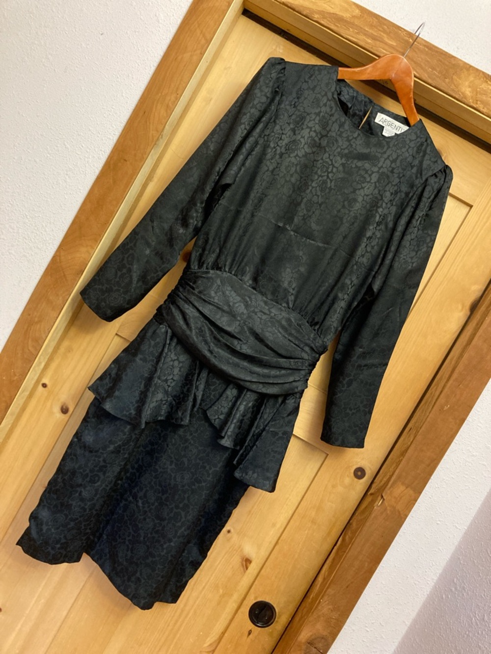 Vintage Argenti Pure Black Jacquard Dress
